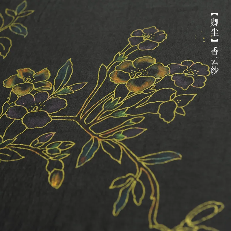 

Hot Gold Painted Satin Turtle Crack Incense Hand-painted Silk Fabric Silk Fabric Vintage Chinese Wind Dress Cheongsam Fabric