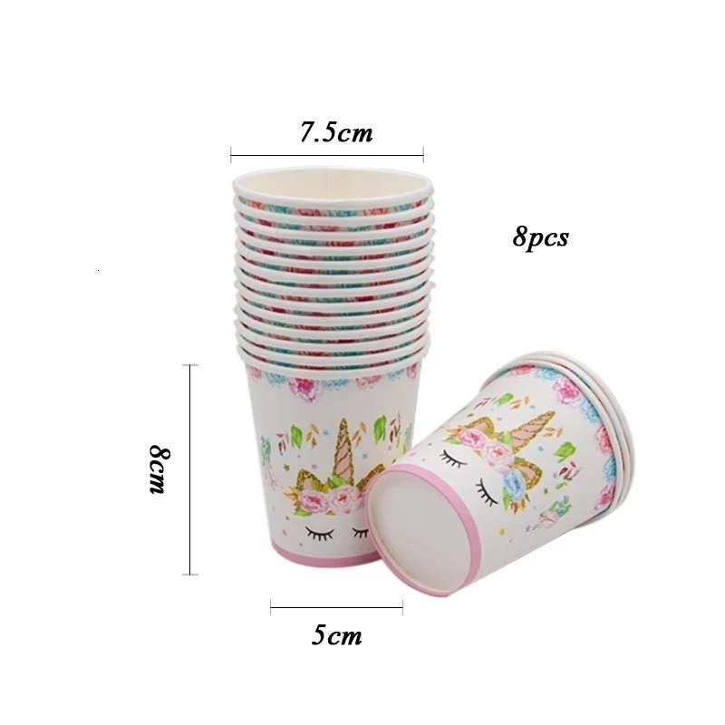 8 PCS Cups Микки Маус тема одноразовая посуда наборы бумажные тарелки и стаканы вечерние поставки вечерние баннер Свадебные/детский наряд в качестве подарка на день рождения бассейн вечерние украшения - Color: 8 PCS Cups