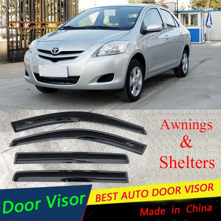 

For Toyota Vios Plastic Window Visor Vent Shades Sun Rain Deflector Guard For 2008-2013 VIOS Car Awnings Door Visor 4PCS/SET