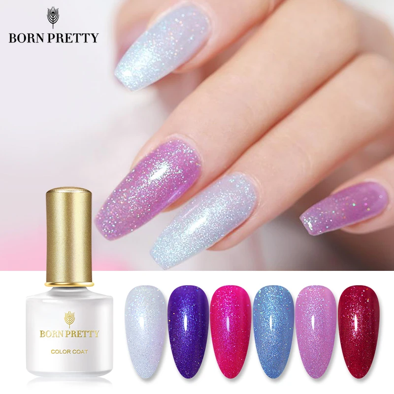 BORN PRETTY лазерный гель для ногтей 6 мл мерцающий Блестящий цветной отмачиваемый УФ