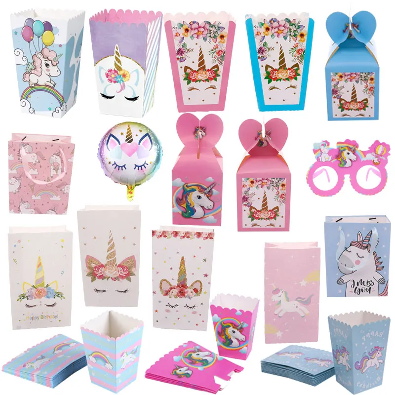 Единорог День Рождения украшения вечеринка милый подарок упаковка бумажный