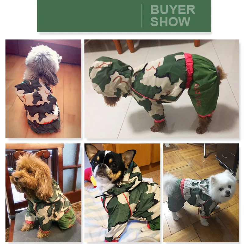 Эластичный нагрудный Камуфляжный дождевик для собак Зеленый XS XXL