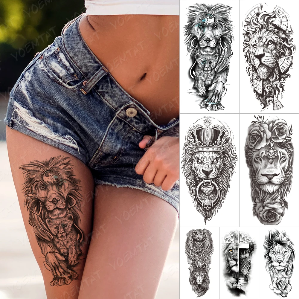 

Waterproof Temporary Sleeve tatto Stickers Line Lion Baby Paw Tiger Wing God Arm tattoo Body Art Fake tatoo Male Female Color