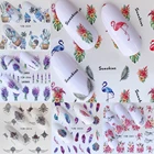 2021 новые наклейки для дизайна ногтей Лот черные листья цветочные Фламинго водные переводки маникюрные украшения для ногтей летние слайдеры фольга