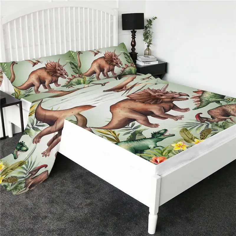 Dinosaur 2 BeddingOutlet простыня с мультяшными котами, цветная простыня с единорогом, плоский лист с наволочкой, постельные принадлежности, 4 шт., наматрасник - Цвет: Dinosaur 2