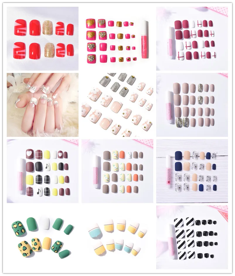 24 шт. элегантные винно красные рождественские новогодние накладные ногти