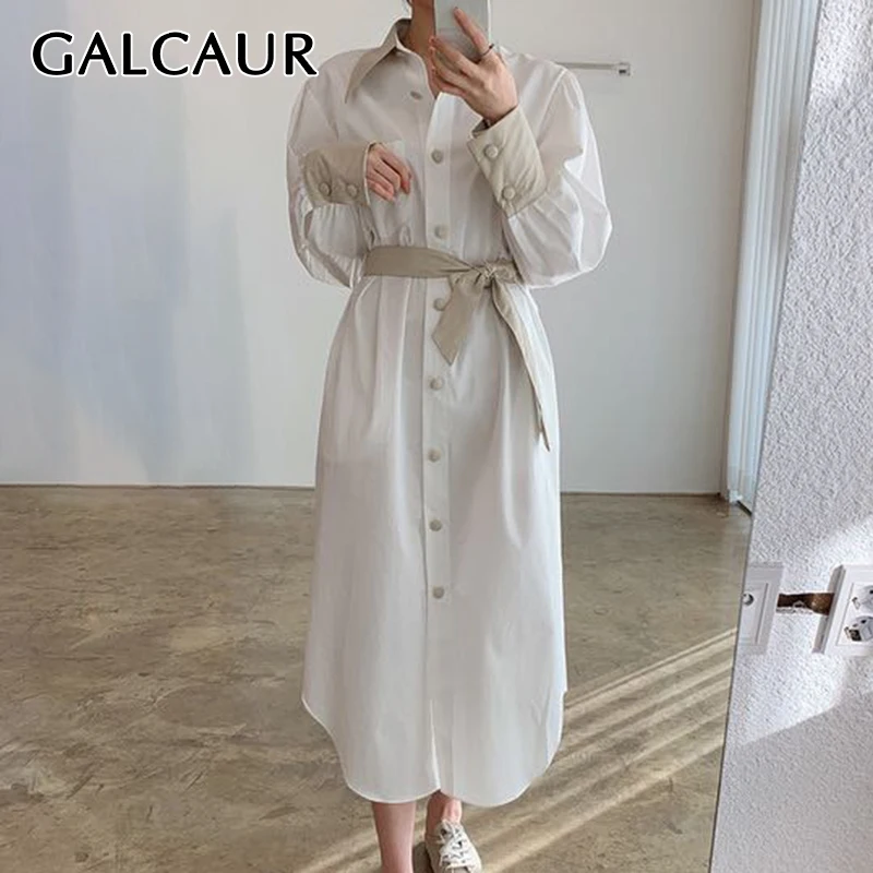 Женское платье с бантом на шнуровке GALCAUR повседневное свободное средней длины