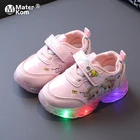 Кроссовки Детские со светодиодной подсветкой, Нескользящие, для принцесс, обувь для начинающих ходить детей, размеры 21-30