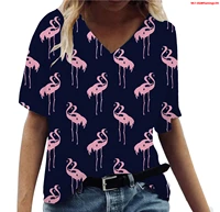 tshirts women flamingov neck casual girl 3d tshirt fashion trend printing clothes graphic tshirt top lady print female t t shirt