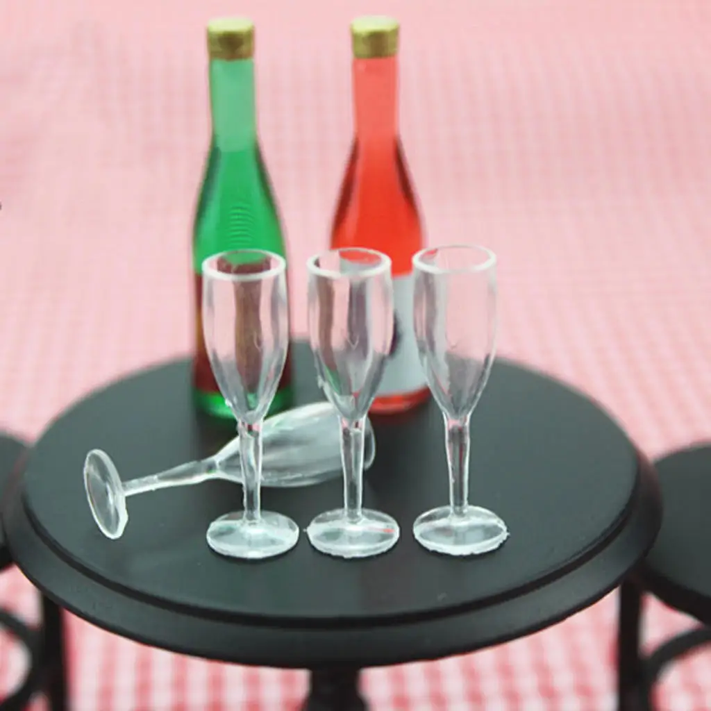 

1/12 Dollhouse Tableware 4 Pieces Cup Goblet Wine Glass Juice Glass Kitchen Living Room Accessories