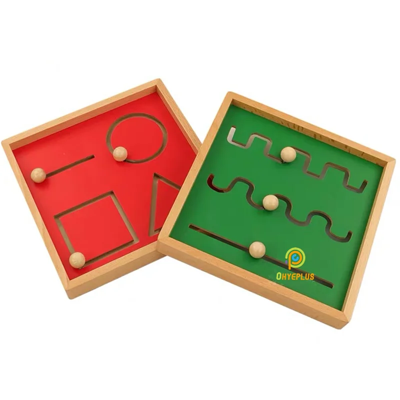 Juguetes Educativos Montessori para preparaci&oacute;n de escritura, tabla de madera curva de l&iacute;neas rectas/formas geom&eacute;tricas para entrenamiento de dedos, Juego de 2 unidades-0