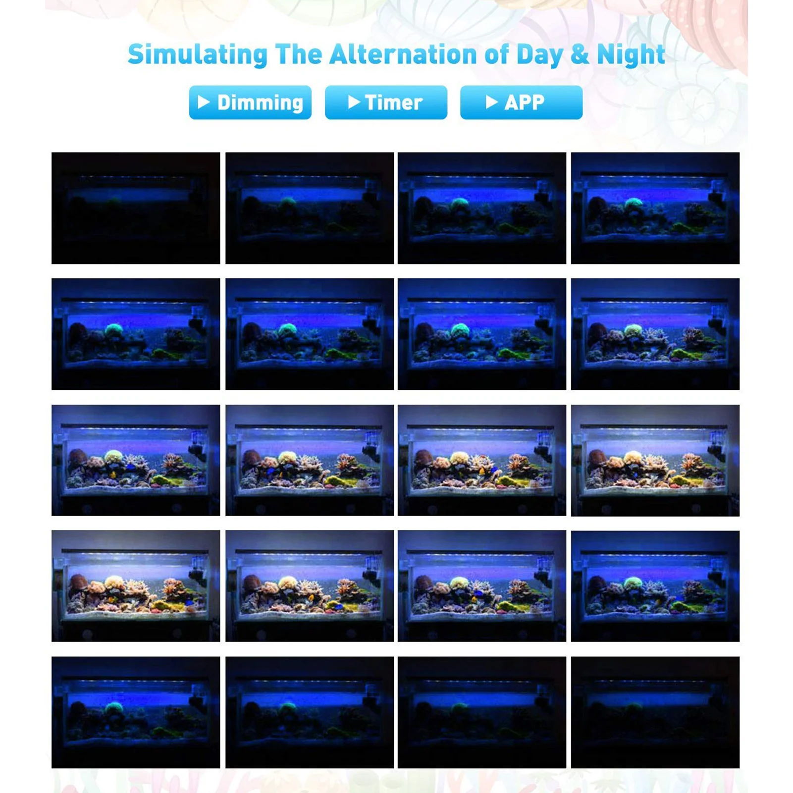 구매 LED 수족관 빛 전체 스펙트럼 디 밍이 가능한 조명 램프 물고기 탱크에 대 한 담 수 및 바닷물 HFing