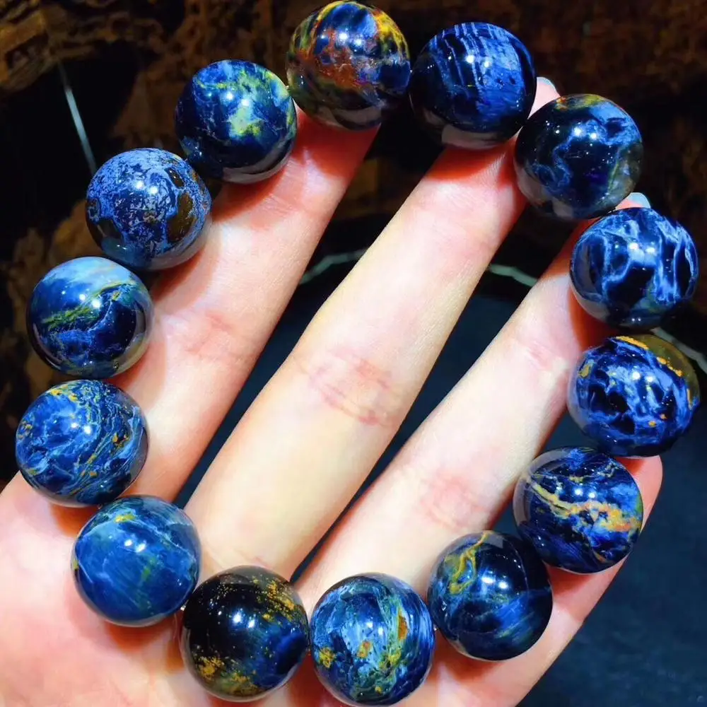 

15mm Top Natural Blue Pietersite Bracelet Woman Men Love Gift Namibia Round Beads Energy Power Stone Bracelet Jewelry AAAAA