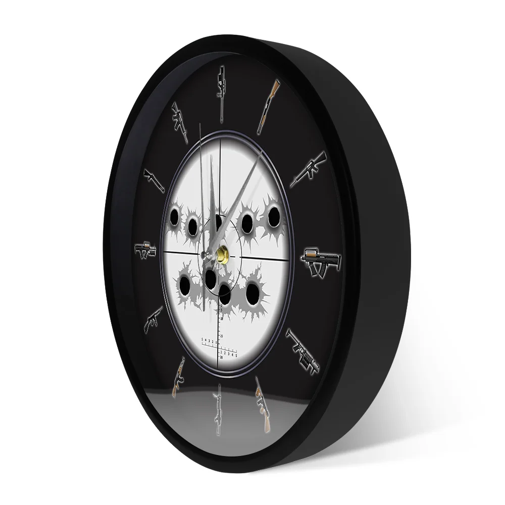 Снайперский взгляд с пулеными отверстиями военное искусство настенные часы