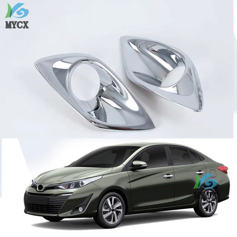 

Car Accessories Exterior Decoration ABS Chrome Front Fog Lamp Light Cover Trims For Toyota Vios Sedan 2019 Car-styling