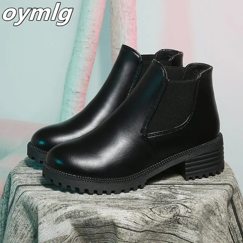 

Women Ankle Martin Boots 2020 Winther Female Casual Shoes Woman Flat Fashion Platform Round Toe Buckle Strap Solid Comfortable