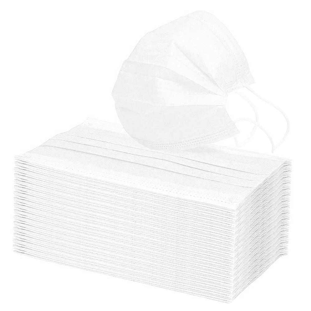 Маска для лица трехслойная Нетканая одноразовая 100 шт. | Безопасность и защита