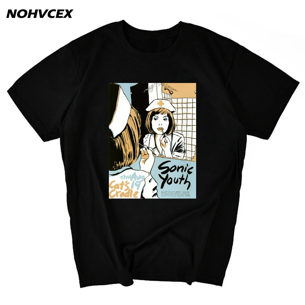 Летняя звуковая Молодежная футболка для мужчин и женщин красный шумовой топ рок