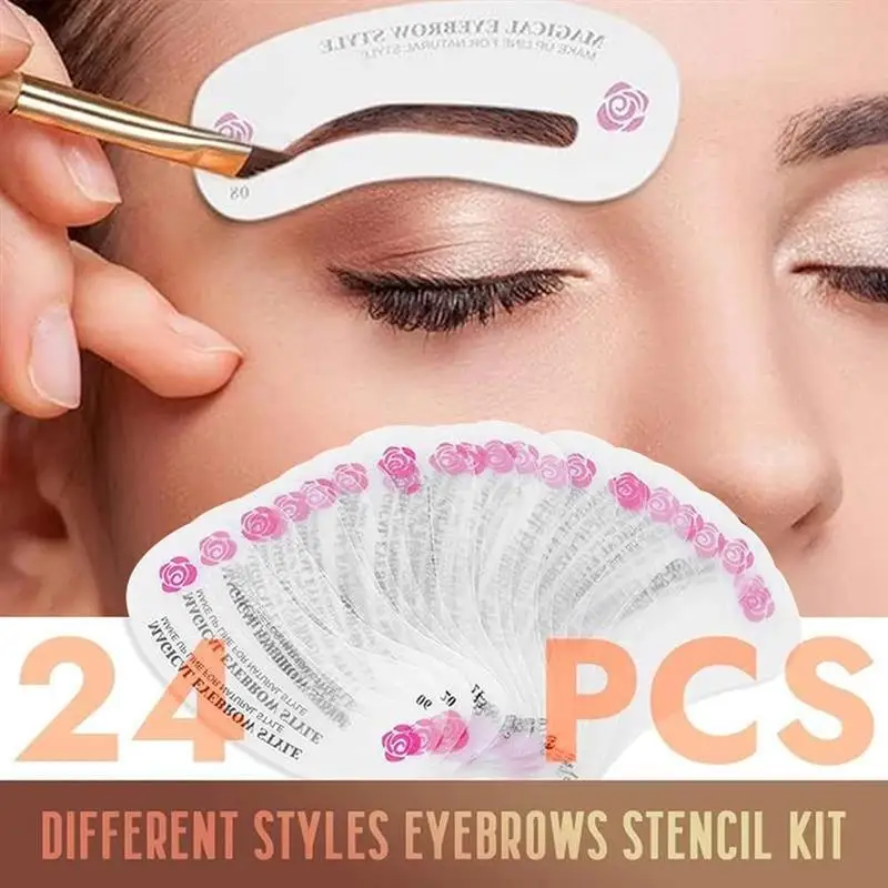 

24 Styles Eyebrow Shaping Stencils Grooming Template Eye Brow DIY Drawing Guide Styling Shaping Makeup Shaper for Women