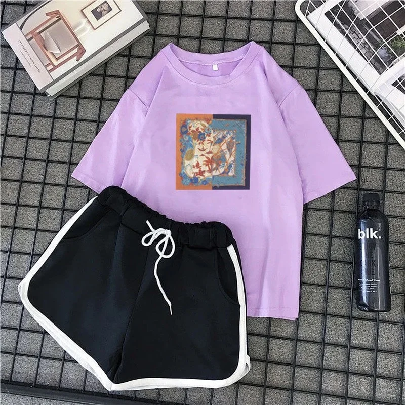 Women's Suit Kawaii Pajamas Two Piece Set Summer Pijamas Sweet Girl Homewear Pyjamas Spring Night Home Clothes Plus Size 3XL 4XL