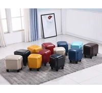 antique leather square stool household sofa fashion creative silla para maquillaje vanity stool furniture bench