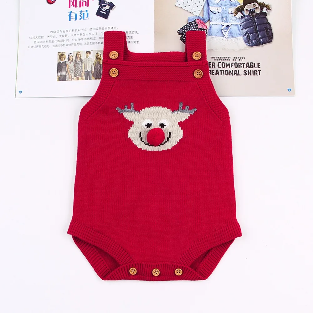 Рождественская Одежда для маленьких девочек Очаровательные Вязаные боди с
