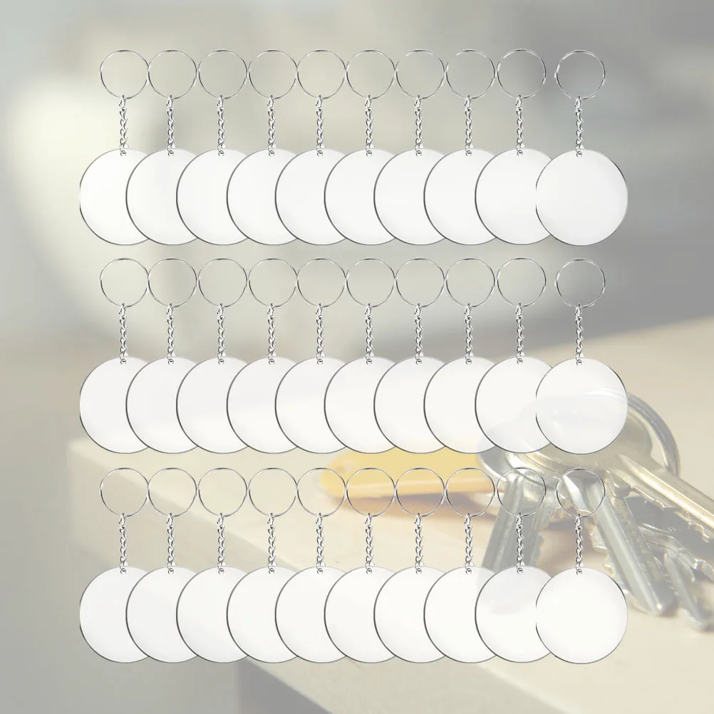 

96pcs Acrylic Transparent Circle Discs Set Key Chains Clear Round Acrylic Keychain Blanks Keychain for DIY (Transparent)