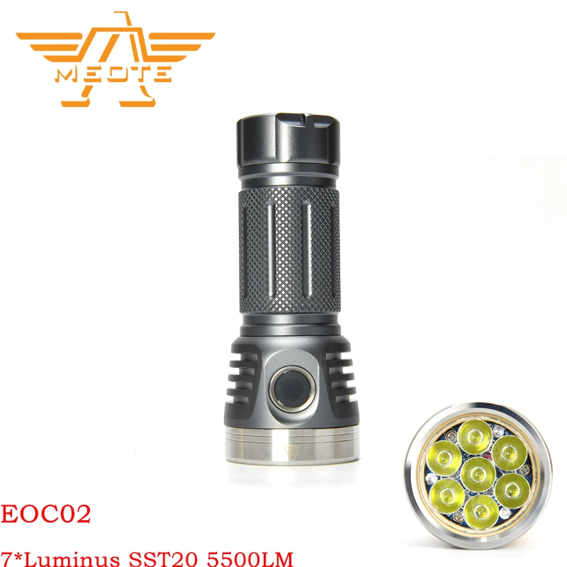 Светодиодный фонарик MEOTE EOC02 перезаряжаемый фонарь 7 * SST20 5500LM CRI95 USB Type C 21700 18650 26650