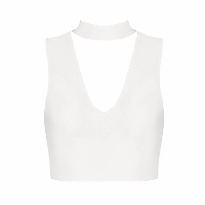 Женский бандажный Топ без рукавов летняя Клубная майка чокер трикотажный