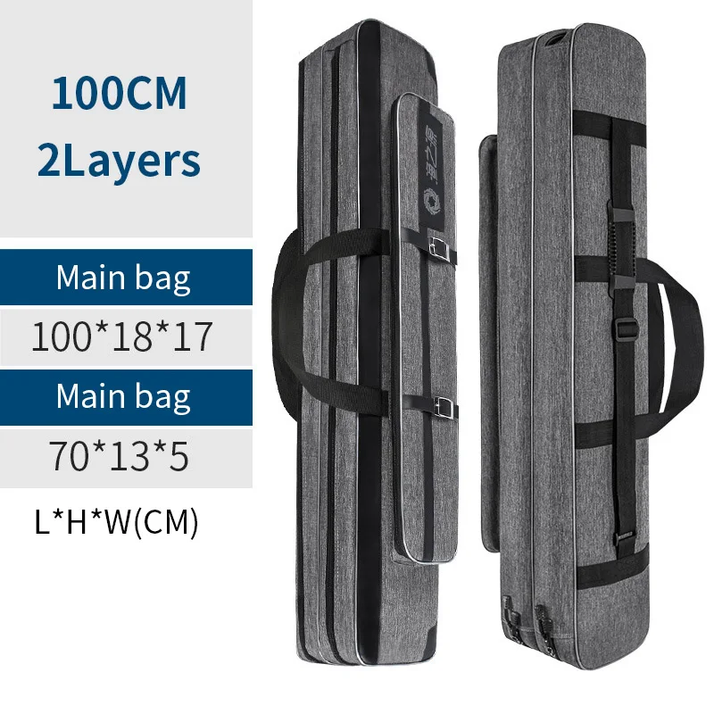 2 Layer 100cm Открытый 2 слоя сумки для рыбалки 80 см 100 см 125 см 130 см Водонепроницаемый рыболовные снасти Сумка мешок рыболовной удочки Полюс сумки XA112G - Цвет: 2 Layer 100cm