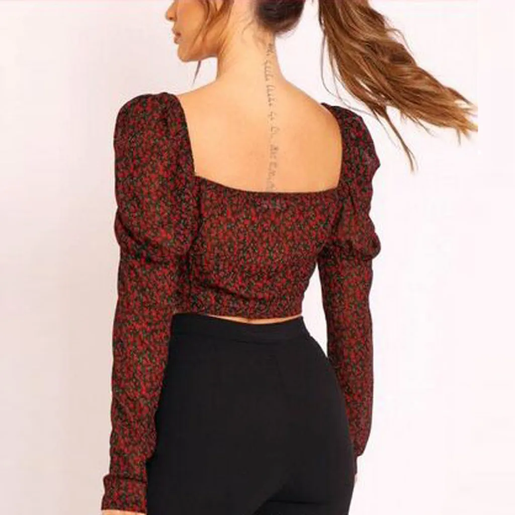 Женская блузка с цветочным принтом повседневные открытыми плечами длинным