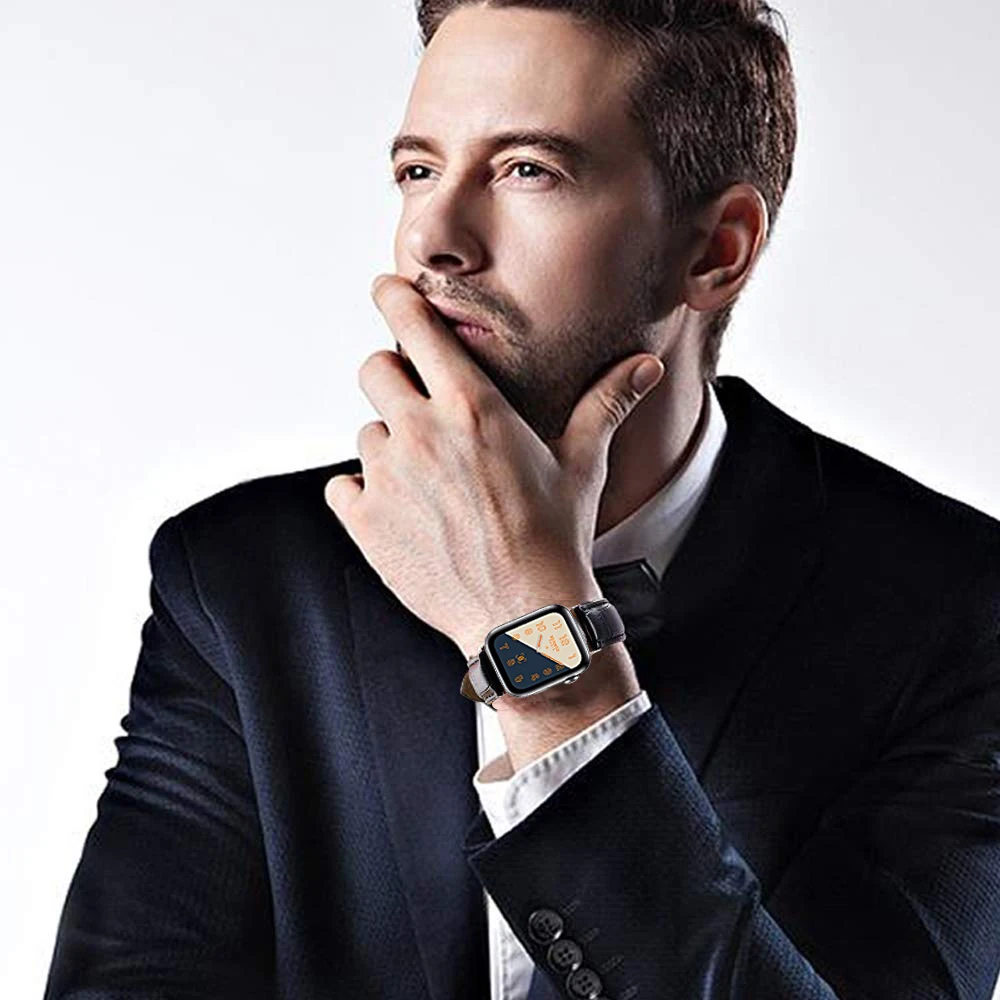 

Butterfly buckle Leather strap for apple watch 6 5 4 SE band 44mm 40mm For applewatch 42mm 38mm iwatch 5 4 3 2 1 bracelet