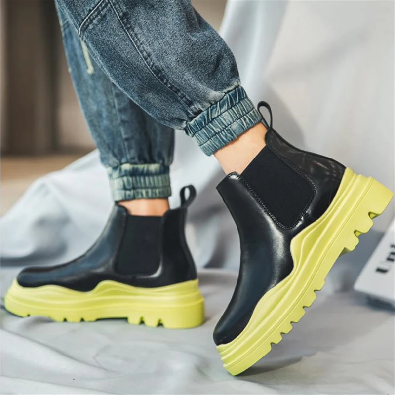 Мужские ботильоны в стиле ретро повседневные ботинки челси из натуральной кожи