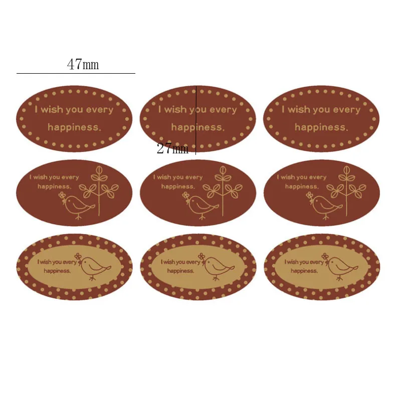 

90PCS/Lot simple pattern Brown Wish series Ellipse DIY Multifunction Paper Label Adhesive Gift Seal Sticker