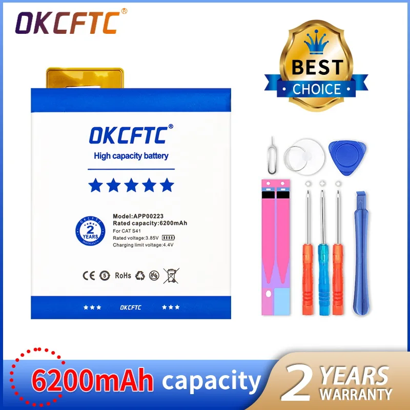 

OKCFTC 6200mAh Battery Replacement for CAT S41 APP00223 Batteries Bateria
