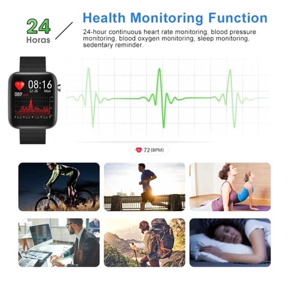 

T68 1.54 Inch Smart Watch Men Full Touch Fitness Tracker Blood Pressure Smart Clock GPS Smart Watch Women For iPhone Xiaomi mi