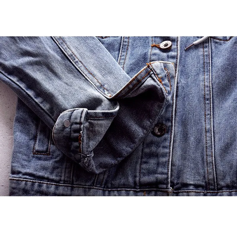 

Vintage Short Hooded Denim Jacket Women Coat 2021 Spring Autumn Slim Casual Jeans Jacket Chaqueta Mujer Student Outerwear Female