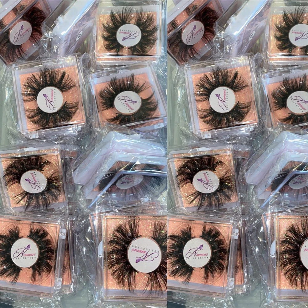 BossGirl Lashes 25 mm Lashes Mink Wholesale Eyelash Bulk Square Lashes Case Pink Glitter Custom Label Fast Shipping