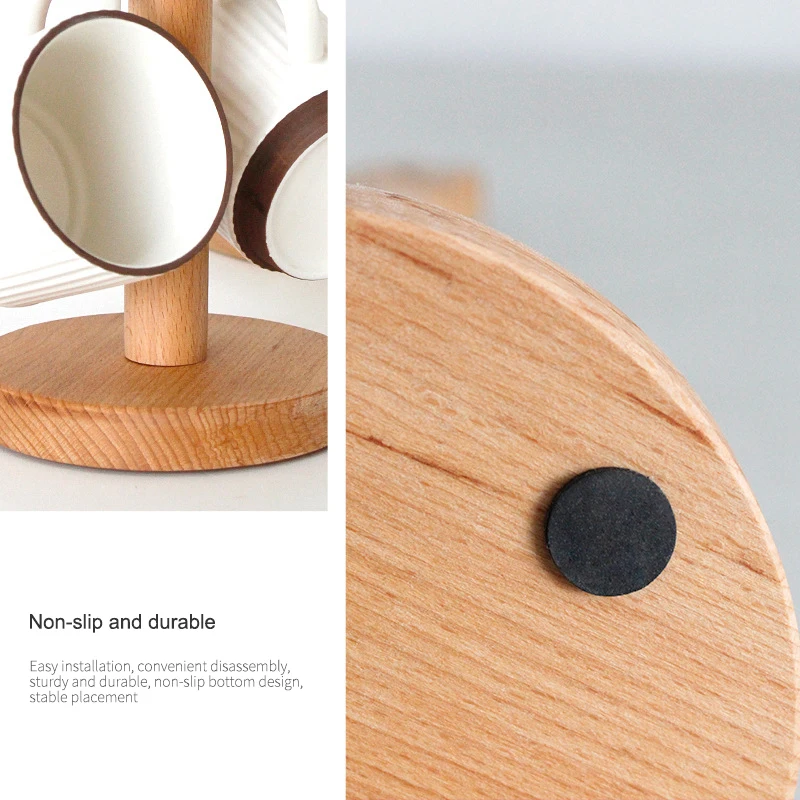 6 крючков подставка для чашек набор хранения чая деревянная полка кухонный