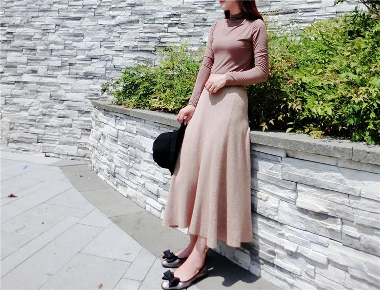 

2020 Autumn & Winter New Arrival Core Yarn Irregular Skirt High Waist Thin Mid Length A-line Knit Half Skirt Free Shipping