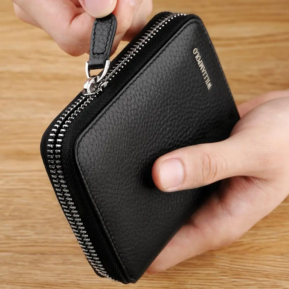 Wallets Men Women Short Mini Genuine Leather Zipper Money Pu