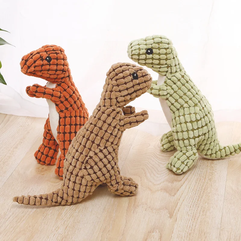 Собака Жевательная пищащая игрушка динозавр флисовая интерактивная мастикат