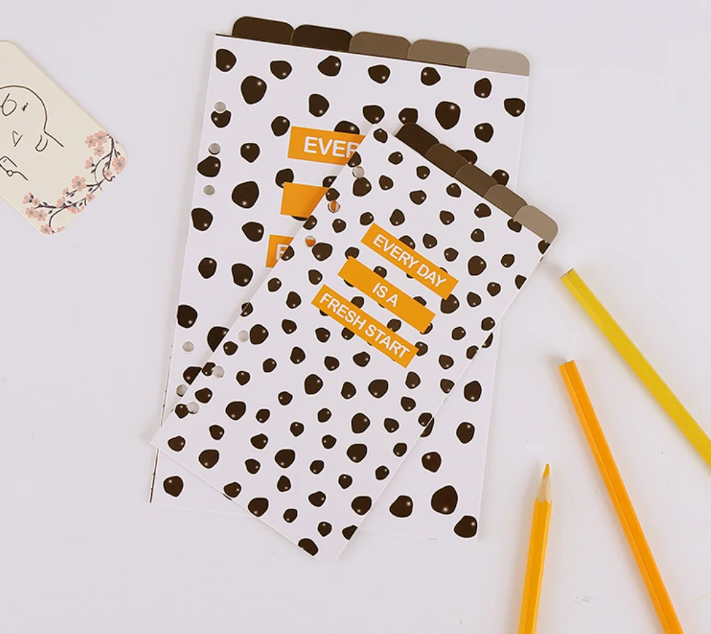 5 листов разделитель в черный белый горошек А5 лист индекс бумаги категория