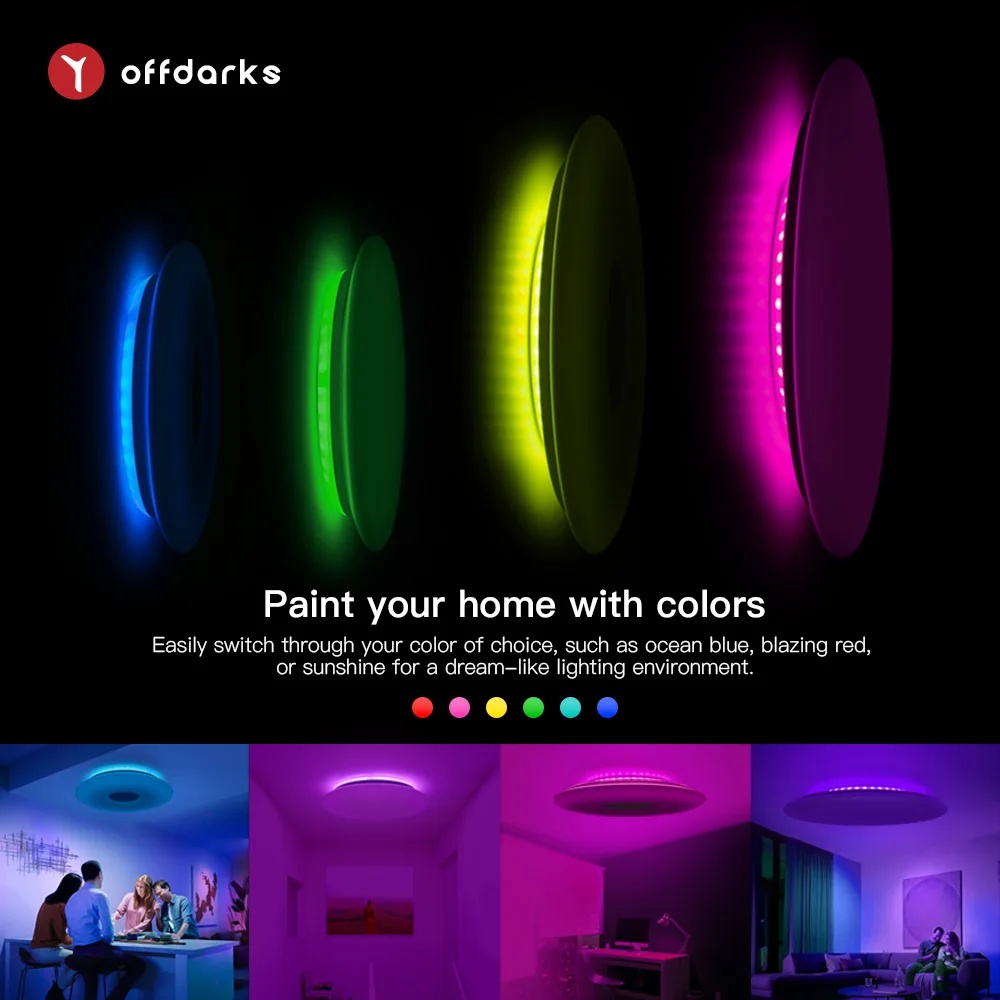 $65.79 OFFDARKS Smart LED Ceiling Lights WIFI Voice Control APP Control RGB Dimming Bluetooth Speaker Ceiling Lamp Kitchen Living Room