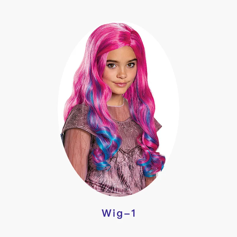 Wig-1 Child Girls Cosplay Evie Dress 3D Printed Costume girl Halloween Costumes for Kids Fancy Party Kids Costume - Цвет: Wig-1