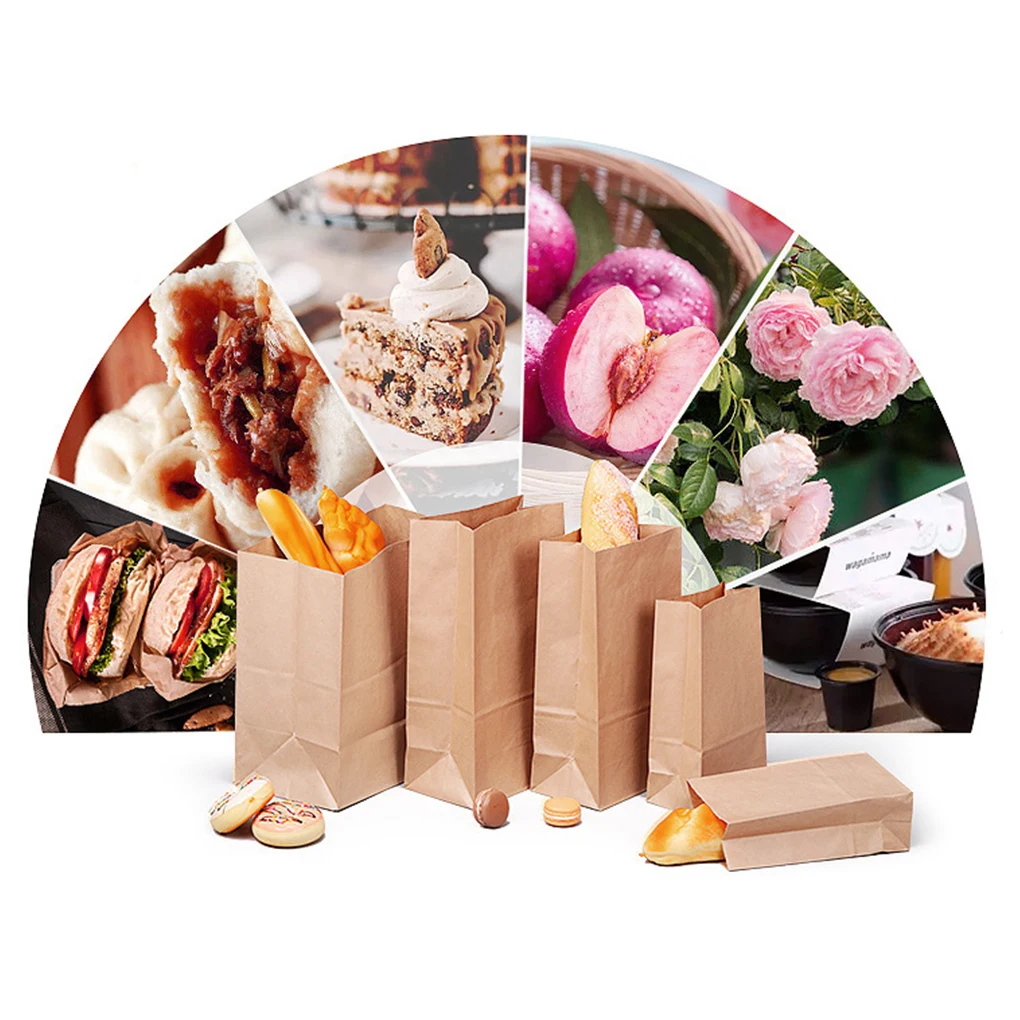 50 шт. крафт Бумага сумки плоский жиронепроницаемый закуски печенье сэндвич Еда