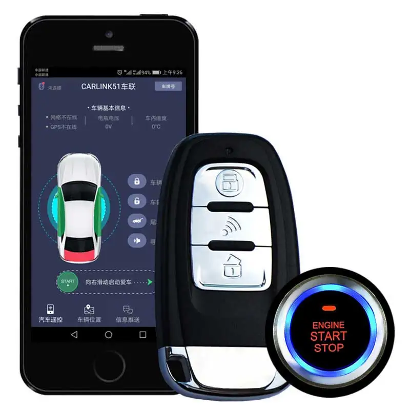 

SmartPhone keyless Entry Remote Start For Car with Car Alarm System PKE 80-100 Central Locking/Unlock app and 2 remote control