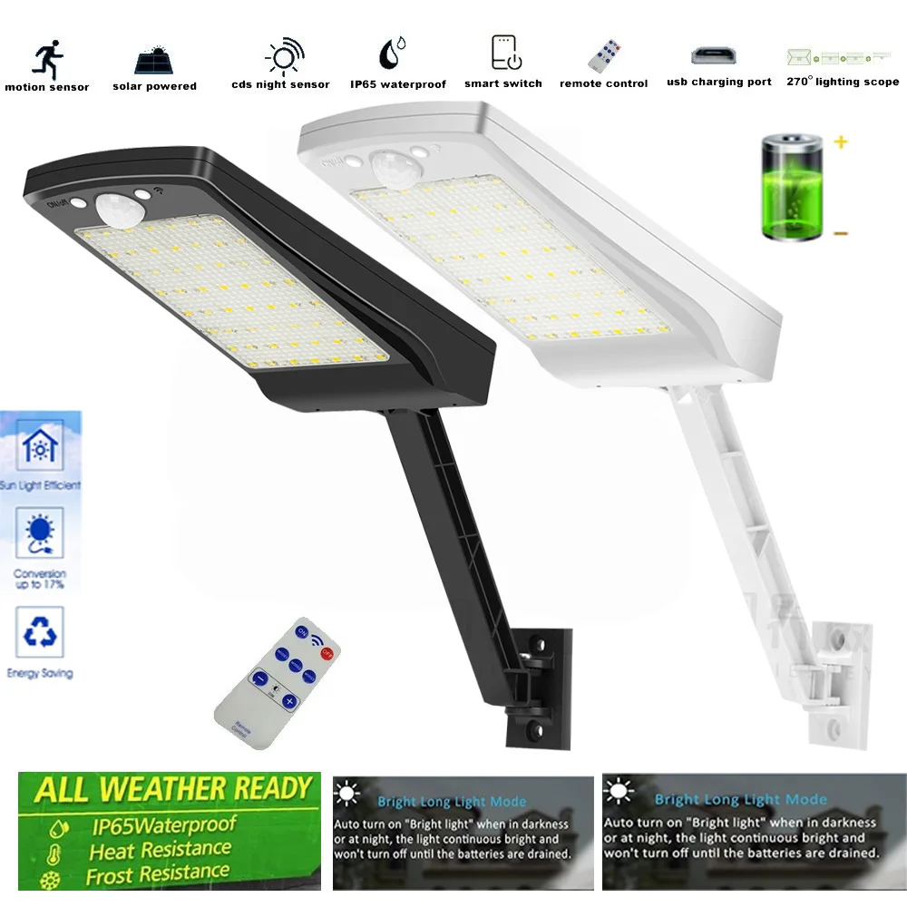 

solar garden lights outdoor waterproof led 800LM motion sensor wall light solar cell solar panel path street light