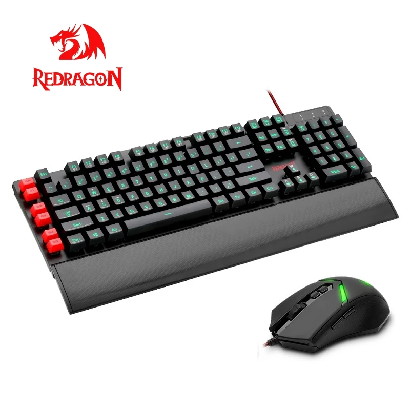 Redragon S102 USB игровая мембранная клавиатура Коврик для мыши комбо 104 стандартных клавиш 3000 dpi 7 кнопок набор мышей проводной компьютер PC игра