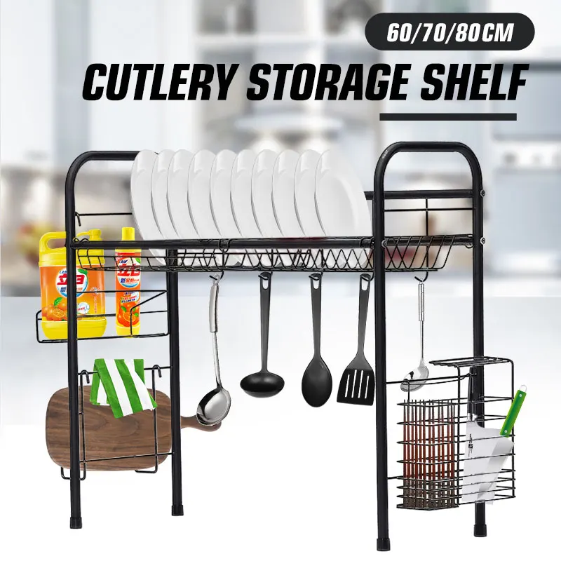 

NEW 60/70/80cm Drain Dish Rack Stainless Steel Kitchen Shelf Fruit Baskets Room Organizer Multifunctional Storage Home Supplies